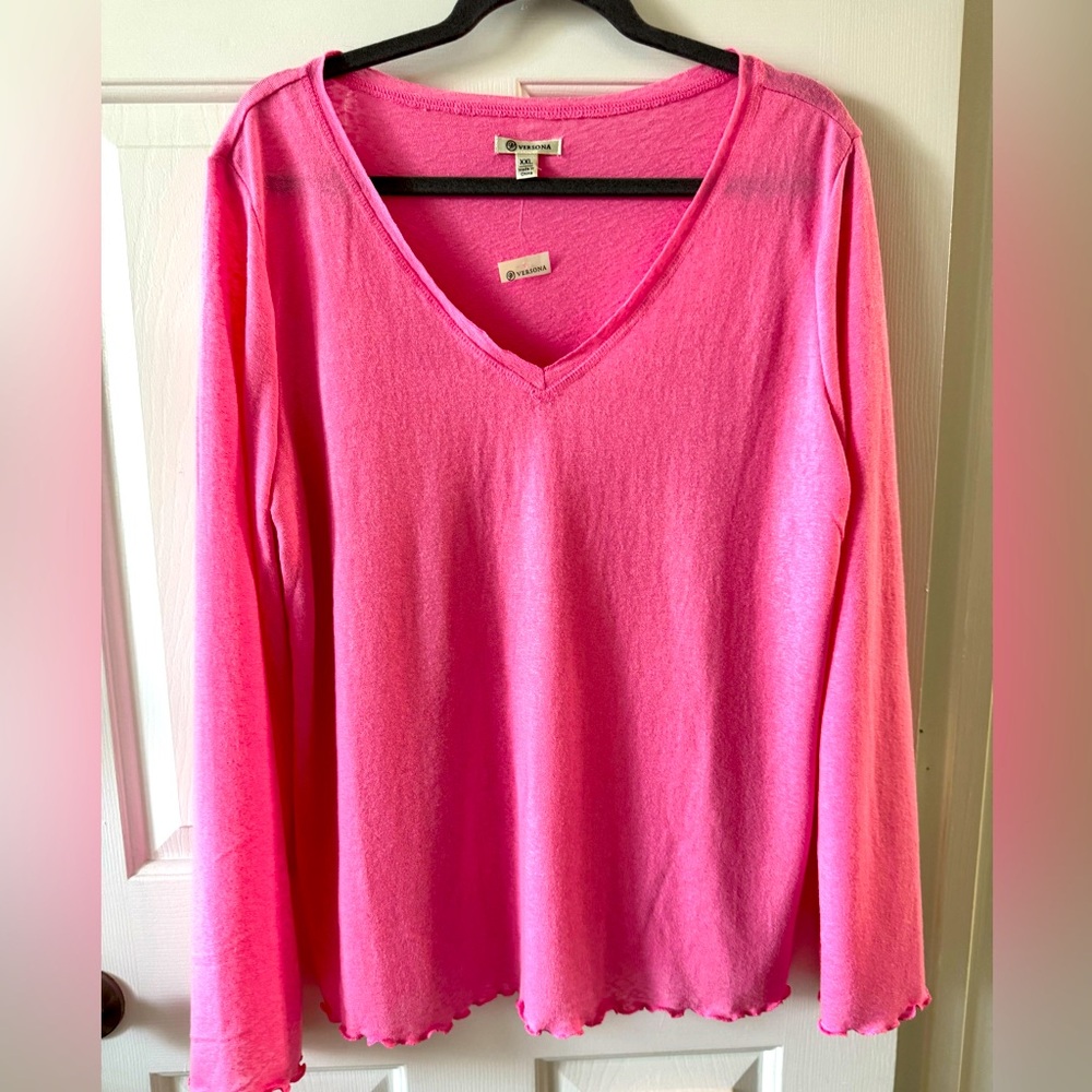 Versona lightweight V-neck sweater, XXL, pull over, bubblegum pink NWT
